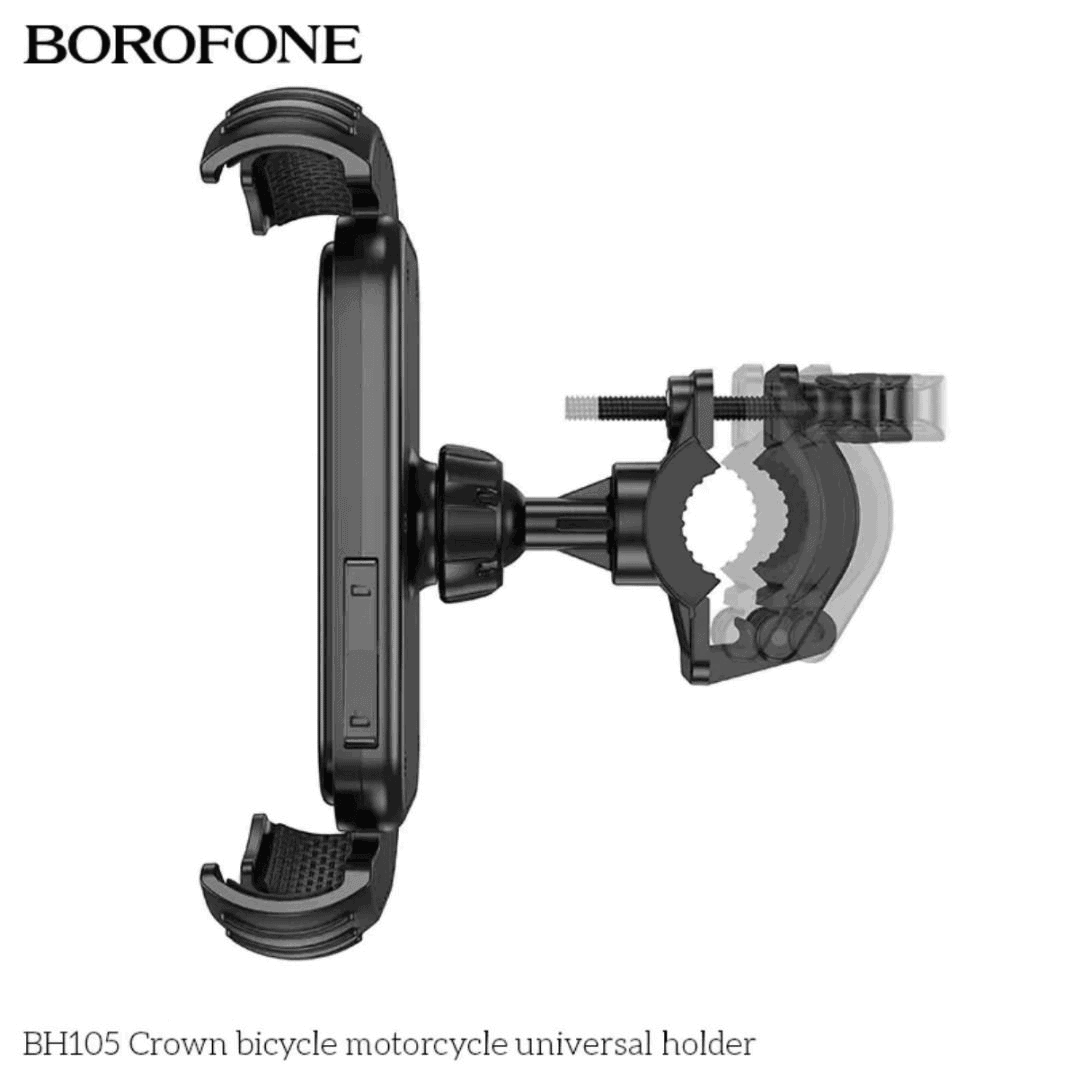 Borofone BH105 Bicycle & Motorcycle Motorbike Cycling Bike Scooter 360° Rotating Universal Mobile Phone Holder Mount Bracke Solid Grip Firmly Locked Borofone BH105 Bicycle & Motorcycle Motorbike Cycling Bike Scooter 360° Rotating Universal Mobile Phone Holder Mount Bracke Solid Grip Firmly Locked